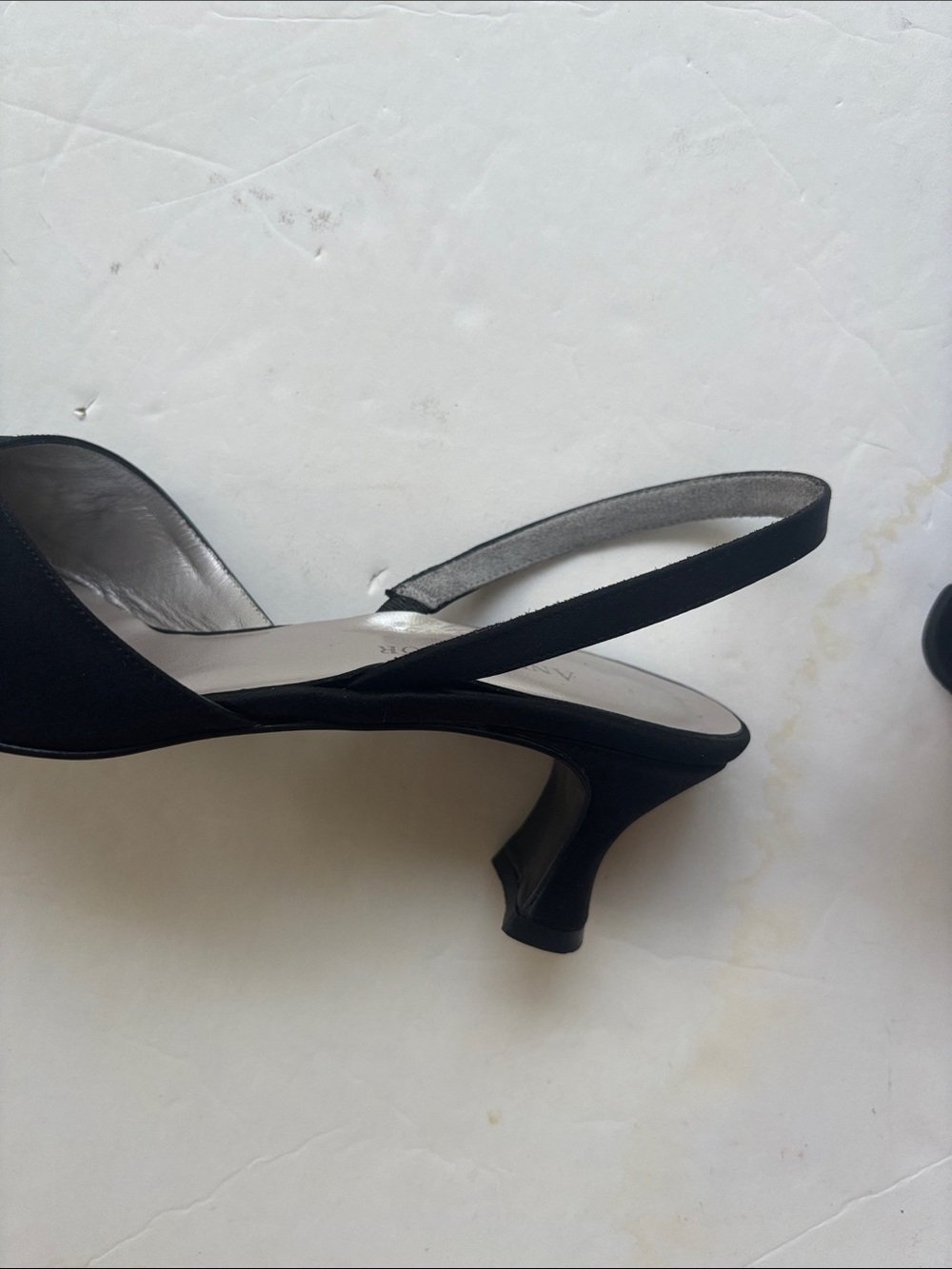 Vintage 90s Ann Taylor Italy Slingback Kitten Heel Black Beaded Y2K Formal 9 Hot - Picture 7 of 17